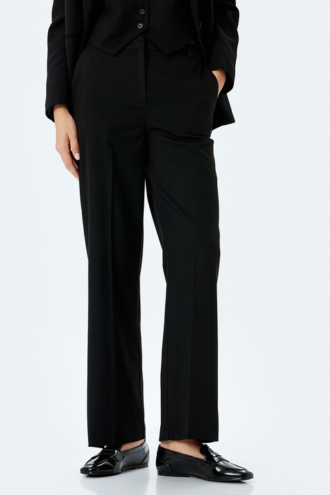 KOTON, Pantaloni drepti cu talie inalta, Negru