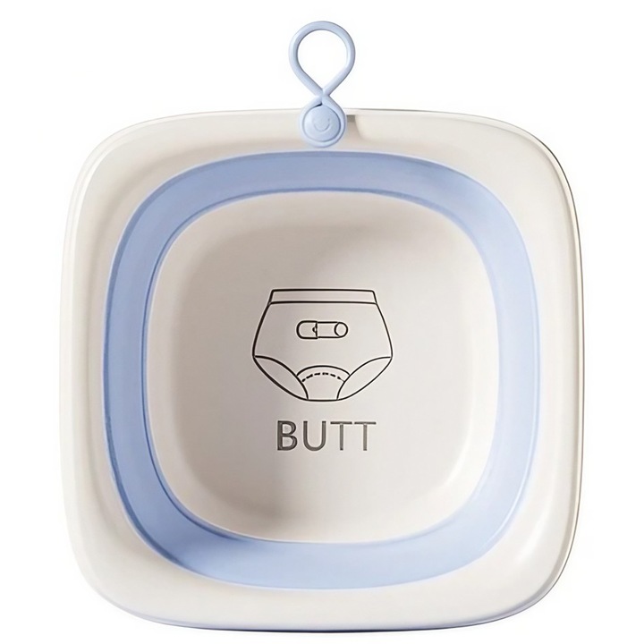 Сгъваема вана за деца, от Fitilomania, бебешка вана, квадратен модел за дъното, синя, 32x27.5x3.7 см, 4 л