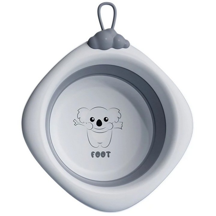 Сгъваема вана за деца, от Fitilomania, бебешка вана, модел с ромбове на крака на коала, сива, 30x30x3.5 см, 4 л