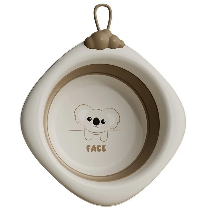 Сгъваема детска вана, Cyrax, бебешка, с ромбове и мотиви на момиче Коала, кафява, 30x30x3.5 см, 4 л