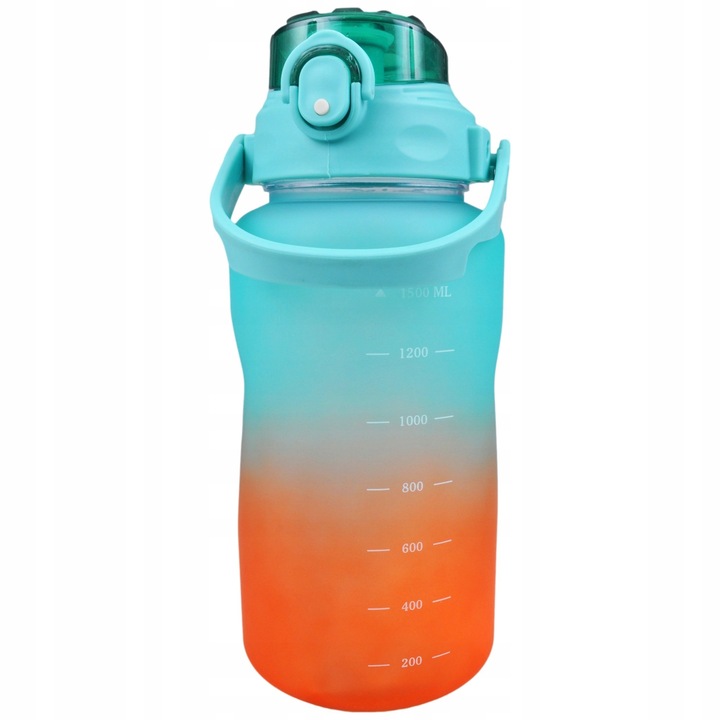 Бутилка за вода с мотивиращи послания 1.5L, зелено/оранжево