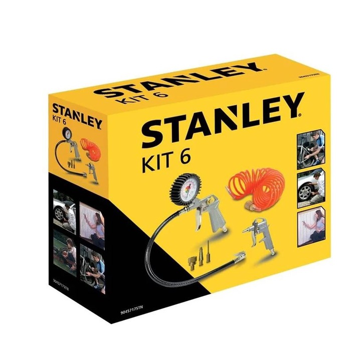 Set 6 accesorii pentru compresor, Stanley, 10 bari