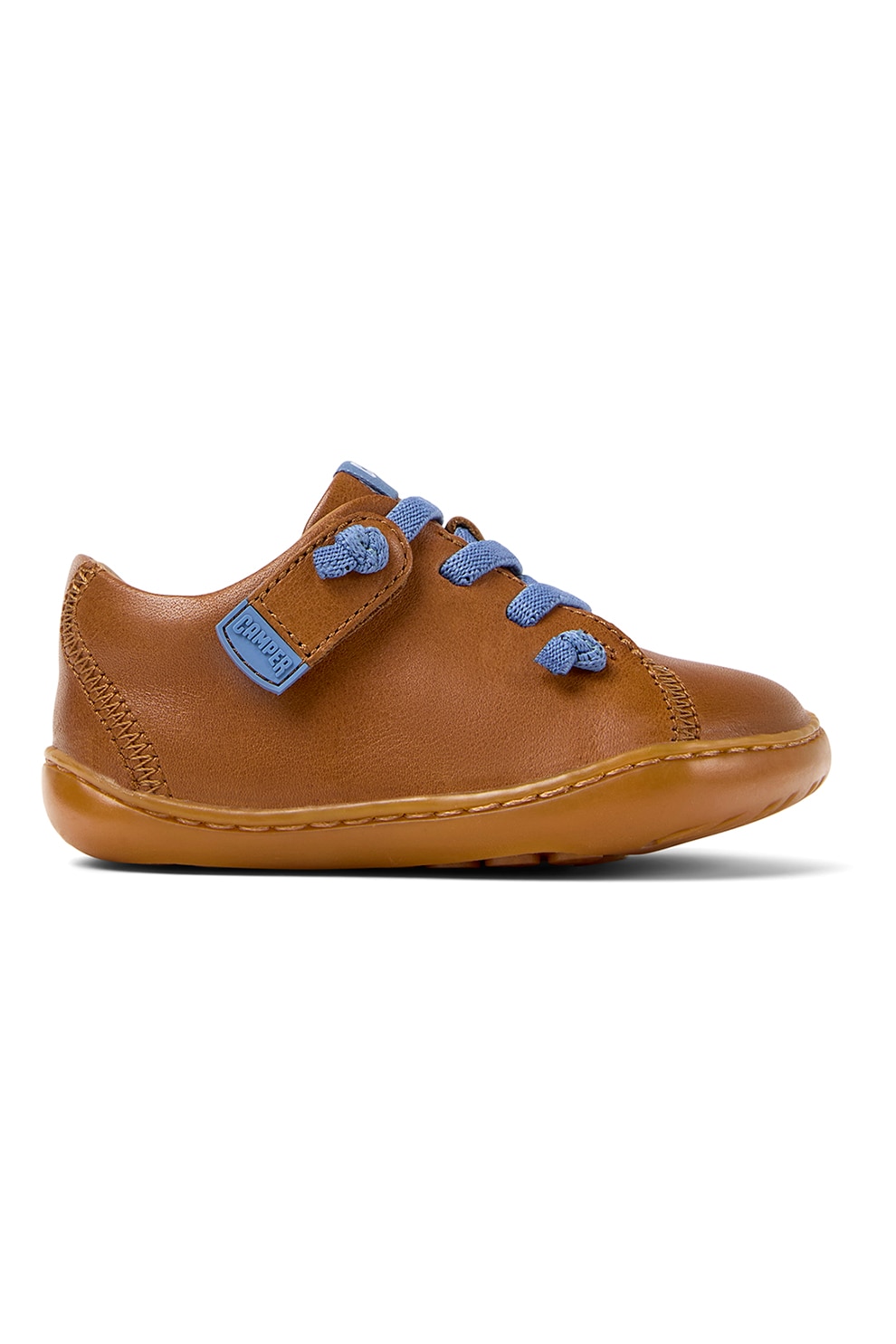 Camper, Pantofi sport Peu Cami de piele cu velcro, Caramel, Albastru, 22 EU