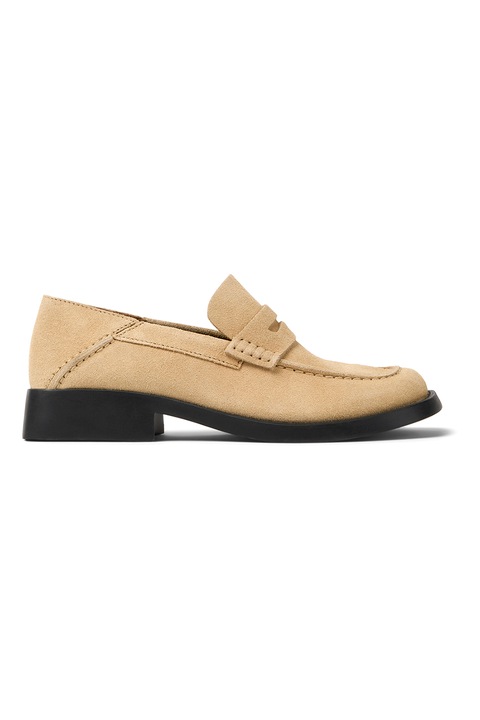 Camper, Pantofi loafer de piele intoarsa, Bej