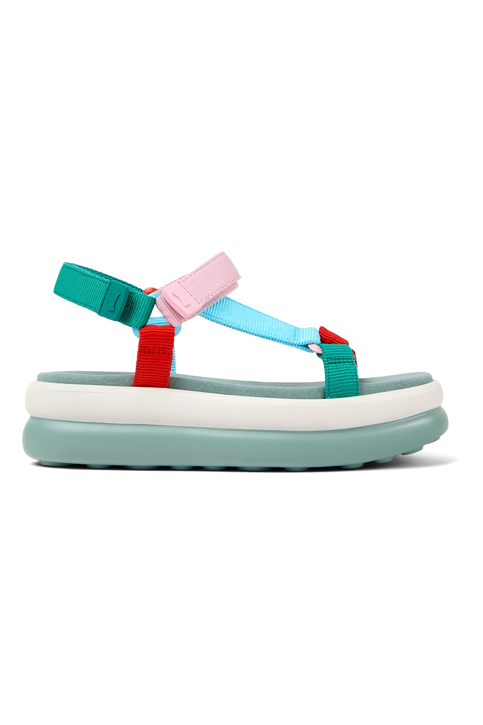 Camper, Sandale flatform cu detalii florale Twins, Rosu, Turcoaz, 41