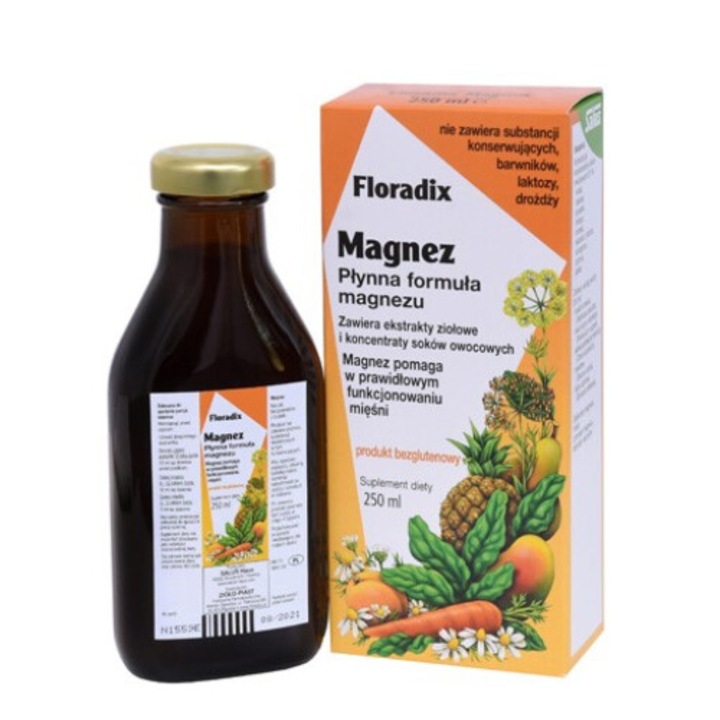 Supliment alimentar Magneziu lichid, Salus, 250 ml, fara gluten, cu extracte de plante si sucuri de fructe