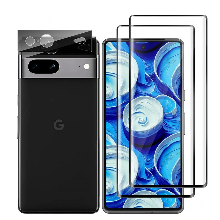 Комплект от 2 протектора за екран и 2 протектора за камера, съвместими с Google Pixel 7 WINCHEO, закалено стъкло, прозрачно, 6 инча