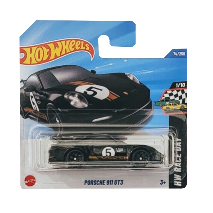Hot Wheels Porsche 911 GT3, 1:64, черен модел 2025 г