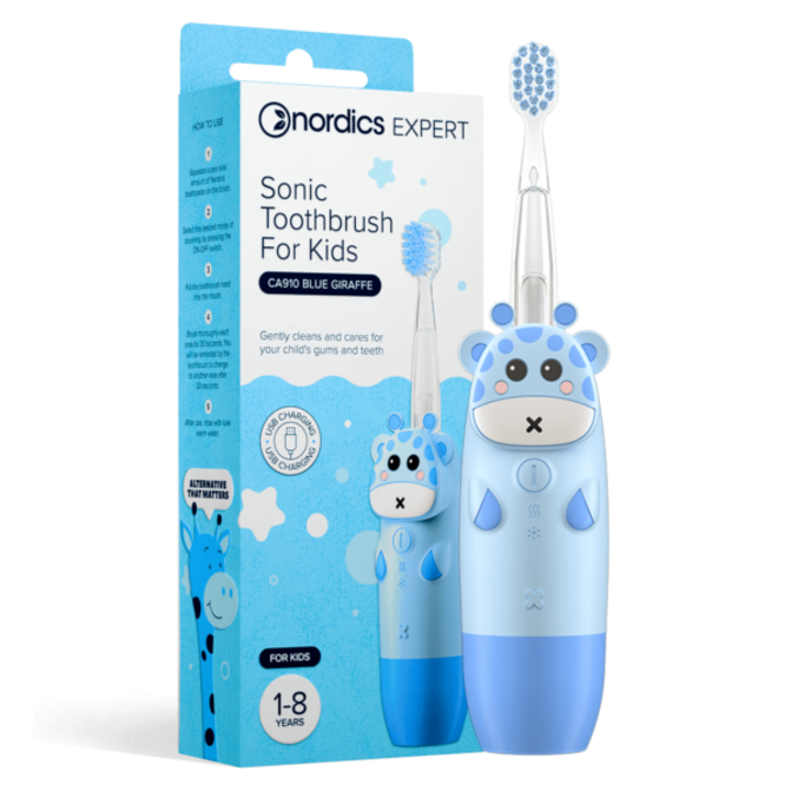 Elektromos fogkefe gyerekeknek, Nordics, CA910, 4 üzemmód, LED, kék