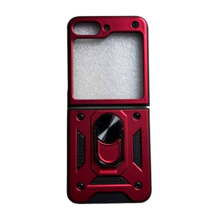 Antishock kemény tok gyűrűvel és mágnessel, amely kompatibilis a Samsung Galaxy Z Flip 6, piros készülékkel
