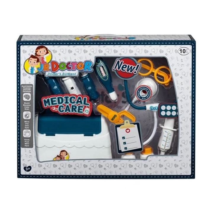 Trusa Medicala de Joaca, cu Unelte, Sunet si Lumini, 10 piese, 3ani+
