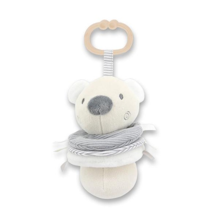 Плюшена играчка, Lorelli, Мече бежово, 16 см, с вибрация, дрънкалка, 0 месеца+