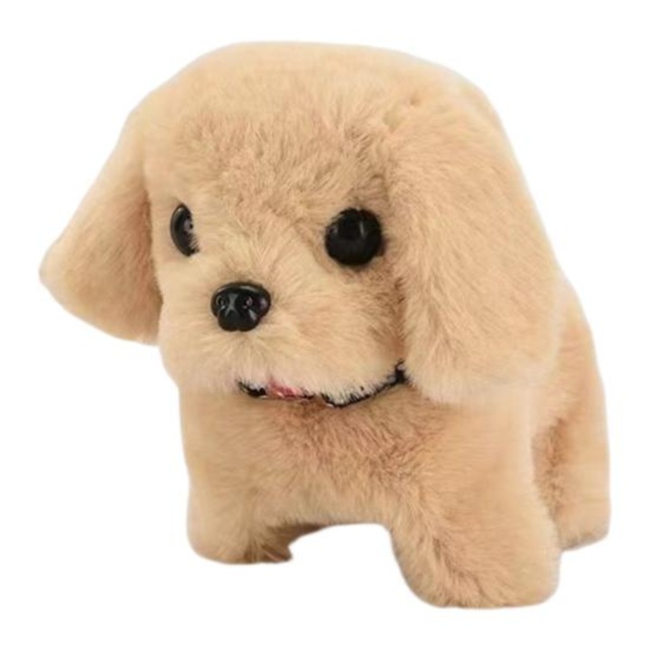 Jucarie interactiva din plus, maro deschis, catelus care latra si da din coada