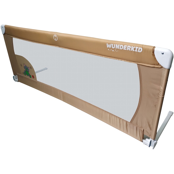 Bariera de protectie pentru pat, Wunderkid, 150x58 cm, Bej