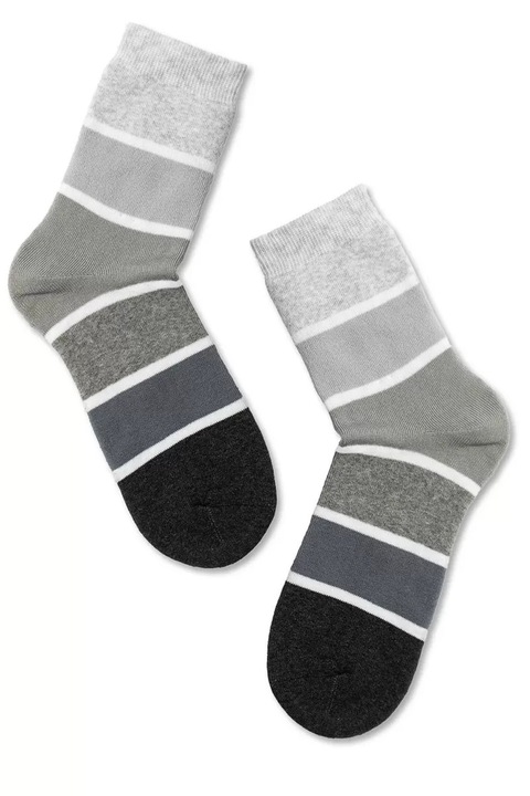 Пухкави чорапи с градиентен райе, Conte Elegant Comfort 212, Сив