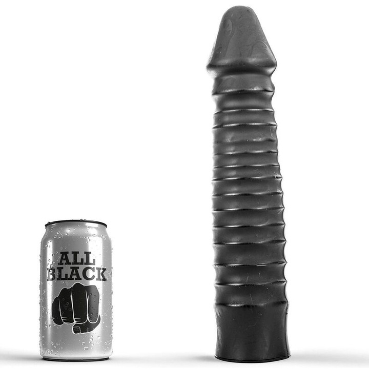 Dildó, TELJESEN FEKETE, 26 cm, fekete, PVC