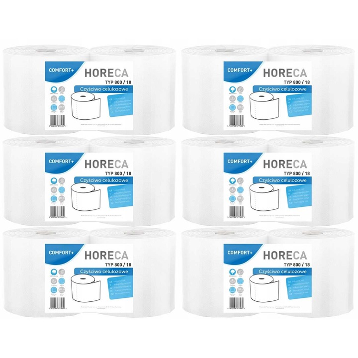 Prosoape de hartie, HORECA COMFORT+, set 12 role, 2 straturi