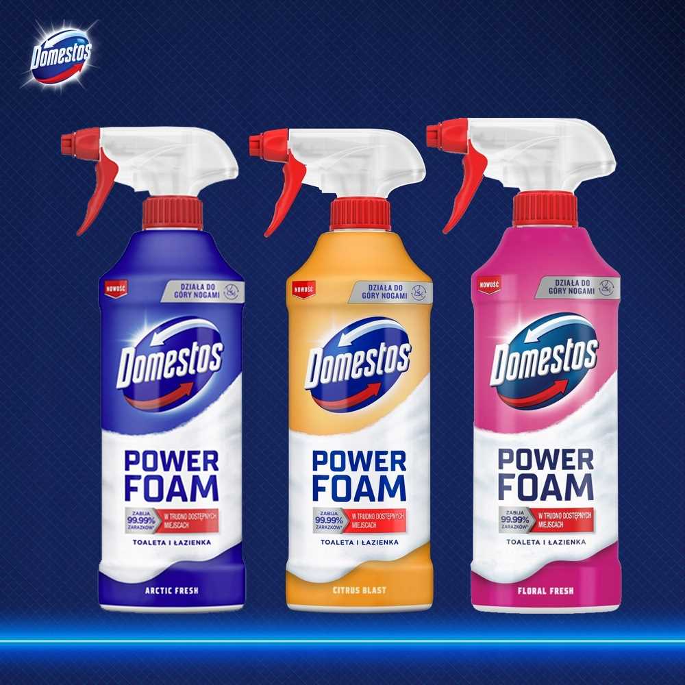 Set 3 x solutie de Curatare Domestos Power Foam 435ml, Floral