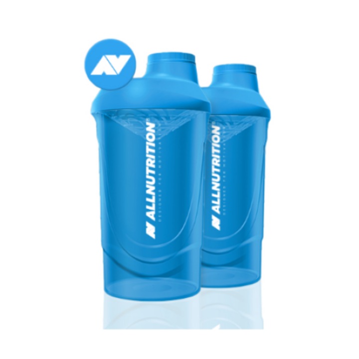 ALLNUTRITION Shaker Wave, recipient pentru mixare suplimente, capac etanș anti-scurgere, design ergonomic, ideal pentru fitness, sală și antrenamente zilnice, culoare albastră