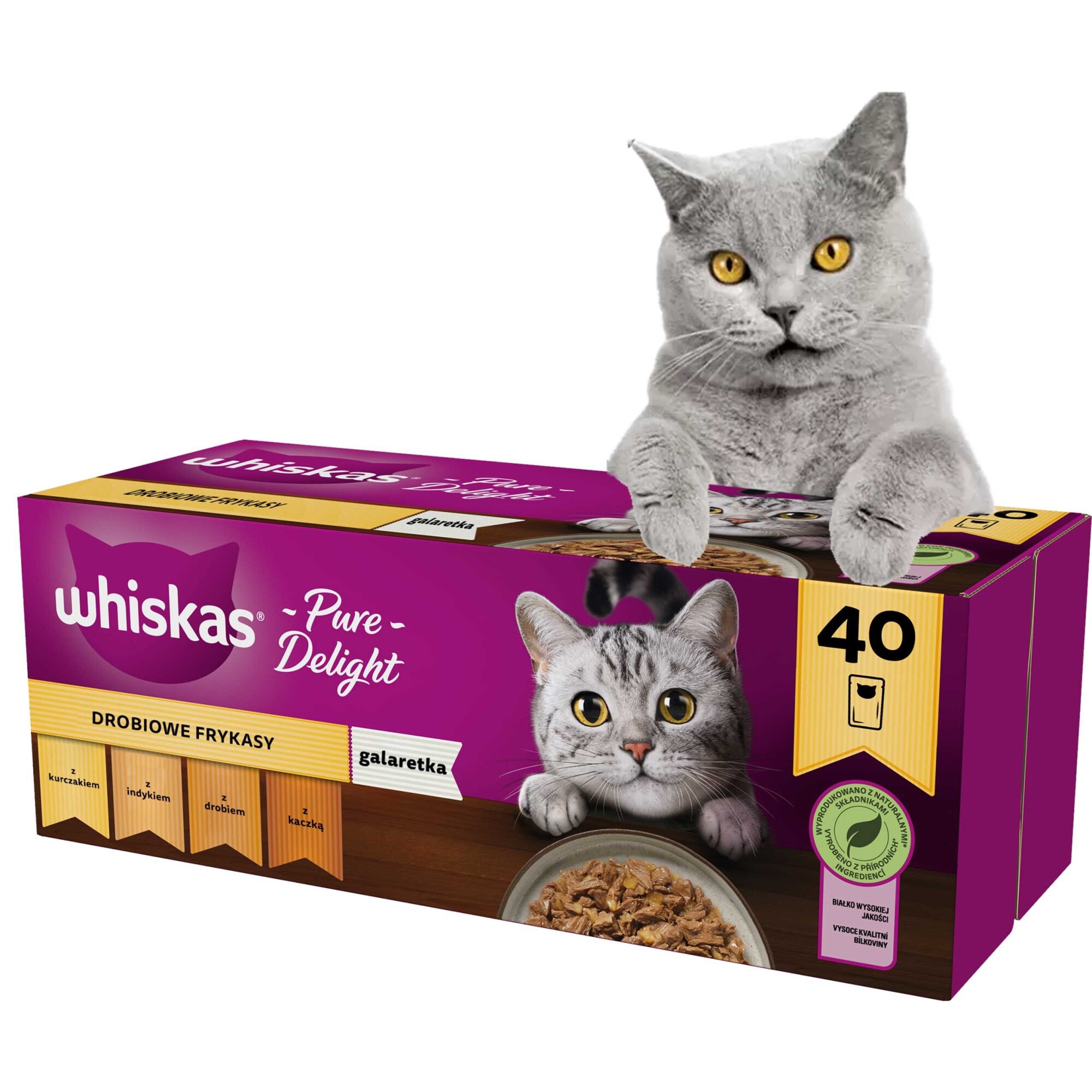 Whiskas Set 40x85g, Fripturi de pui, curcan, rata si pasare in