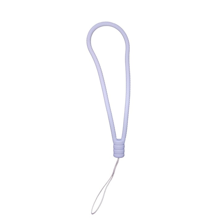 Snur silicon, tip bratara, pentru telefon, aspect impletit, 13cm, rezistent, usor de curatat, Mov Lavanda