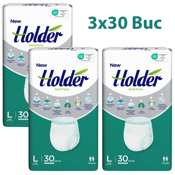 Scutece chilot Holder, adulti marimea L, talie 95-125 cm, 90 buc
