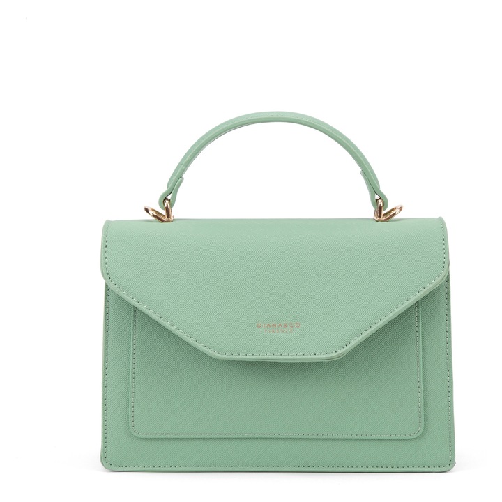 Diana&Co, Geanta de piele ecologica cu maner si bareta detasabila, Verde deschis