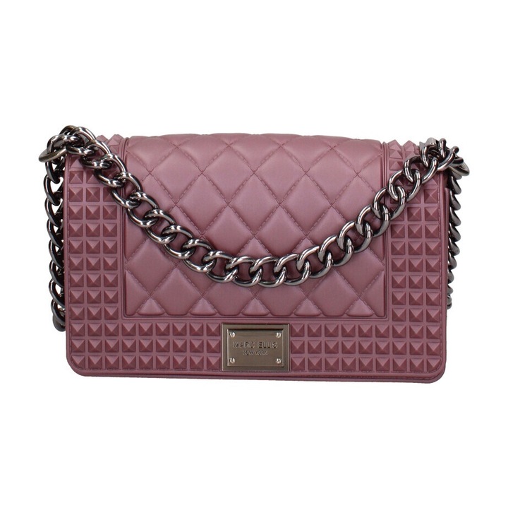 Marc ellis, Geanta crossbody matlasata cu protectie de lant pentru umar, Violet prafuit, Gri inchis