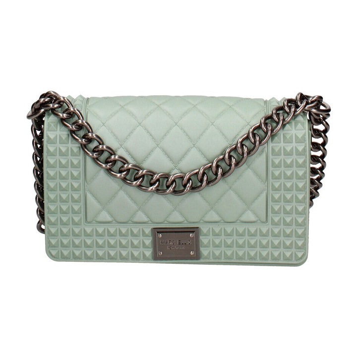 Marc ellis, Geanta crossbody matlasata cu protectie de lant pentru umar, Verde inchis, Gri inchis