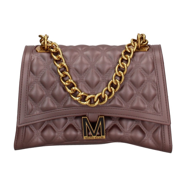 Marc ellis, Geanta crossbody matlasata cu clapa, Auriu, Maro