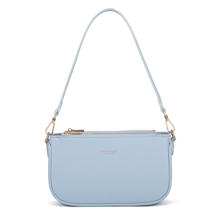 Diana&Co, Geanta de piele ecologica cu bareta detasabila de umar, Albastru deschis