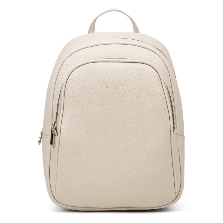 Diana&Co, Rucsac de piele ecologica cu buzunare cu fermoar, Bej