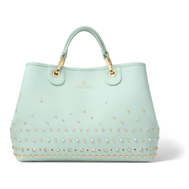 BRACCIALINI, Geanta de piele ecologica cu bareta de umar si geanta-plic detasabila 209859, Albastru deschis