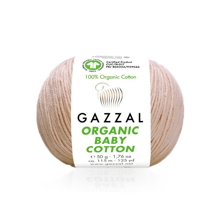 Fir din bumbac, Gazzal, 100% bumbac organic, 50g, 115m