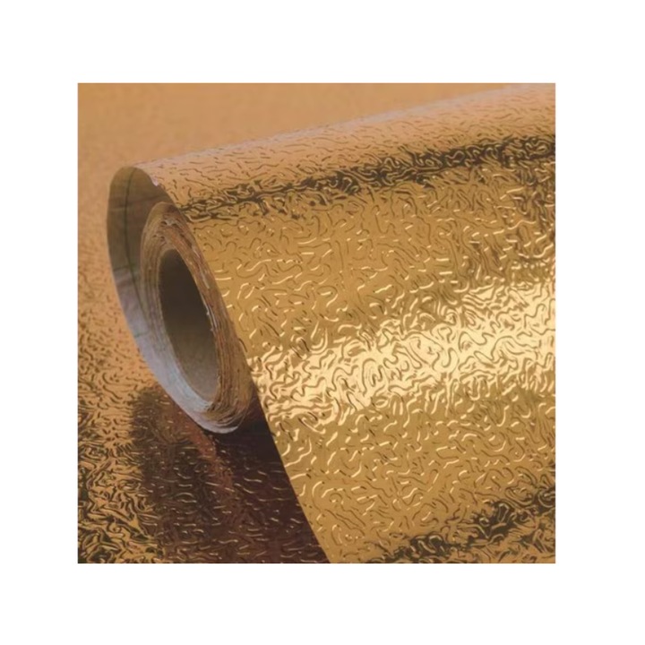 Самозалепващо златно алуминиево фолио, кухненска защита, 60 х 300 см