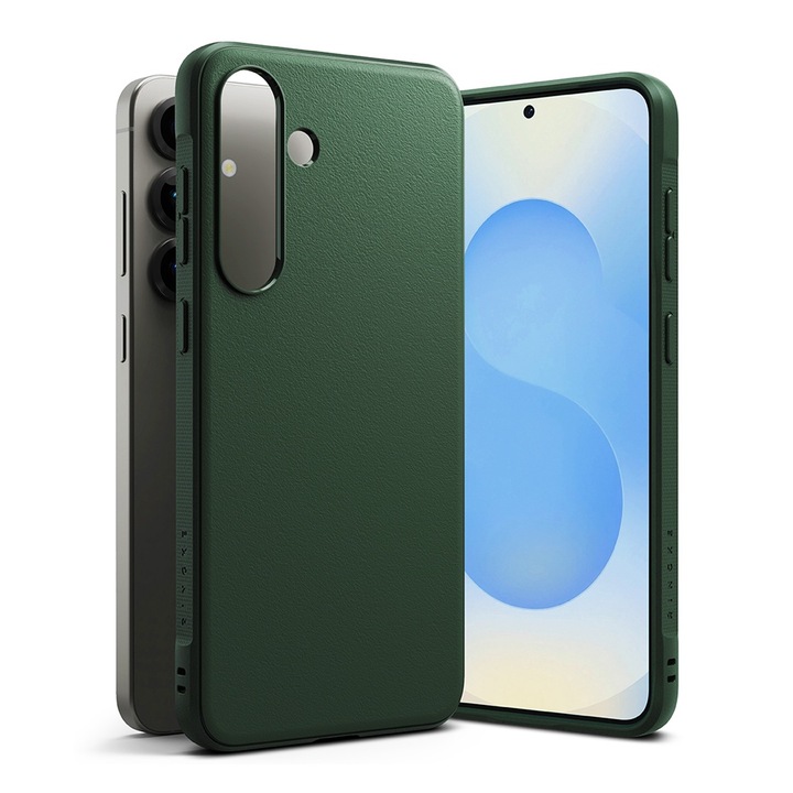 Защитен калъф за Samsung Galaxy S25+, броня, неплъзгаща се шарка, ултра издръжлив, текстура против пръстови отпечатъци, безопасен за камерата, безжично зареждане, зелен