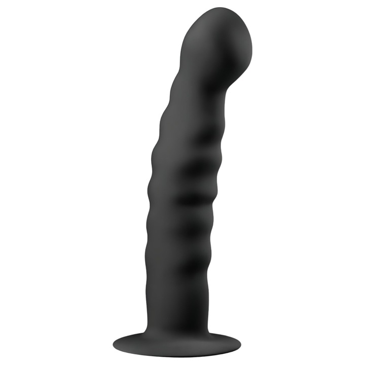 Dildo Anal cu Ventuza Ribbed, Easytoys, 14cm