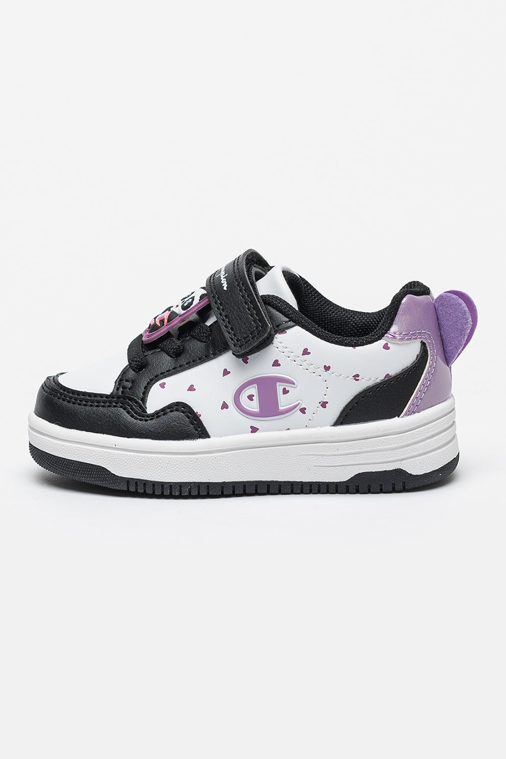 Champion, Pantofi sport cu logo Panda TD, Alb, Negru, Roz, 26 EU