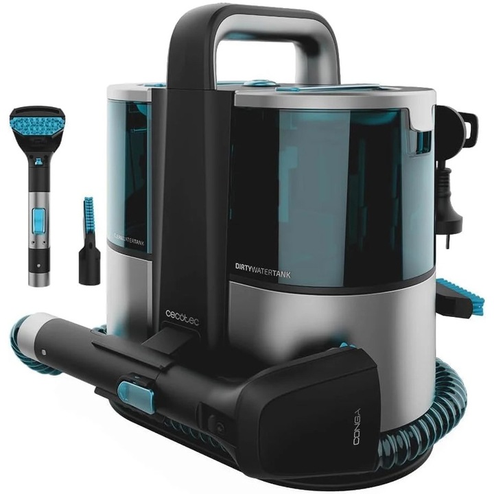 Перяща прахосмукачка Cecotec Conga 4000 Carpet&Spot Clean XL 08425, 400W, Всмукателна мощност 12 kpa, Резервоар за вода/препарат, Резервоар за мръсна вода, Пране на килими, тапицерии, матраци, пръскане, Сив/Черен