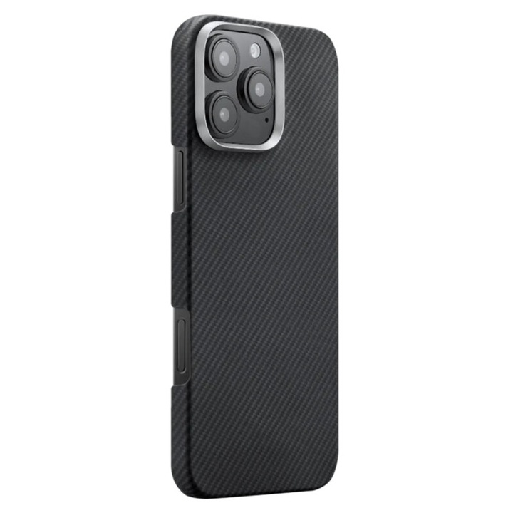 Защитен калъф Edizard, съвместим с Apple iPhone 16 Pro Max, калъф Air MagSafe, повдигнати ръбове на камерата, текстуриран, арамидно влакно, черен