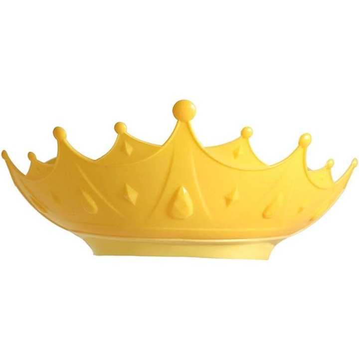 Защитна козирка за баня за деца от Fitilomania, Fippy, модел Crown, регулируем размер, издръжлива, лесна за почистване, против шампоан, за очи и уши, TPE+PP, жълта