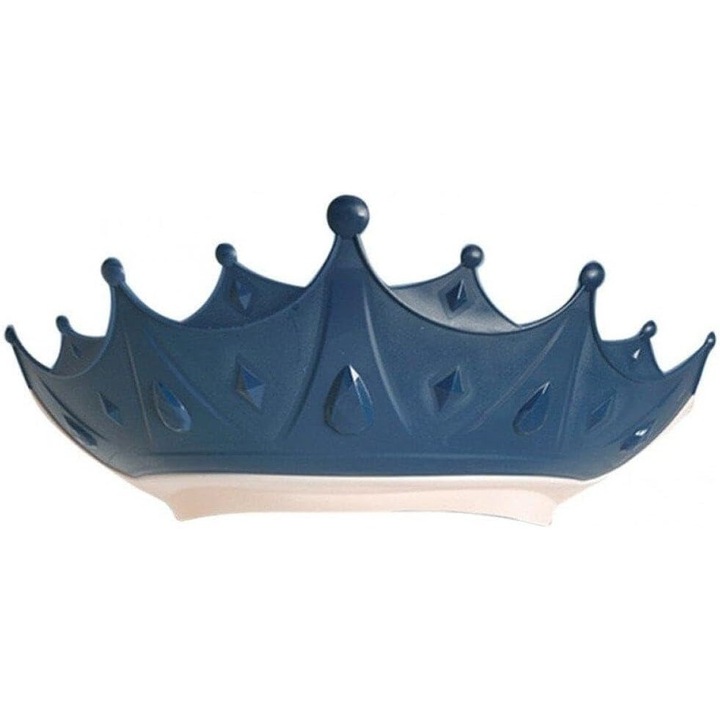 Защитна козирка за баня за деца от Fitilomania, Fippy, модел Crown, регулируем размер, издръжлива, лесна за почистване, против шампоан, за очи и уши, TPE+PP, 15x13 см, тъмносиня