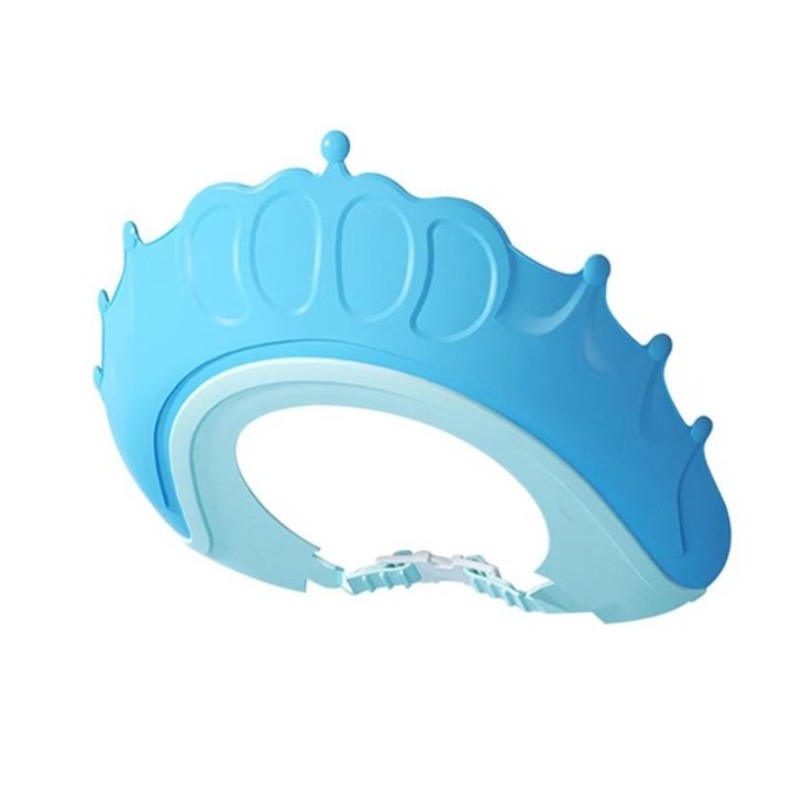 Детска защитна козирка за баня Cyrax, Fippy, модел Crown, регулируем размер, издръжлива, лесна за почистване, устойчива на шампоан, за очи и уши, TPE+PP, 24x22 см, синя