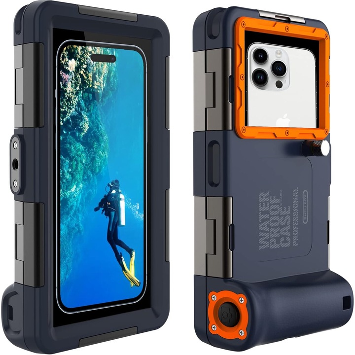 Husa telefon impermeabila, ShellBox, pentru scufundari si snorkeling, 15m, pentru iPhone, Samsung Galaxy etc