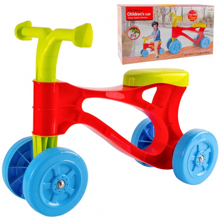 Vehicul de echilibru fara pedale cu 4 roti multicolor