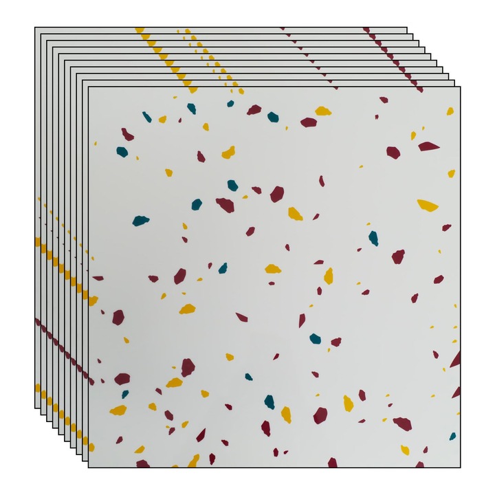 Set 10 x tapet autoadeziv imitatie marmura NEXTLY, waterproof, ajustabil, adeziv puternic, usor de montat, suprafata acoperire 3.6 mp, 60x60 cm, 2mm grosime 250-18