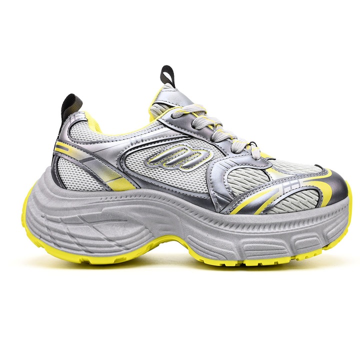 Pantofi Sport De Dama, cu insertii de plasa, D1391, Galben