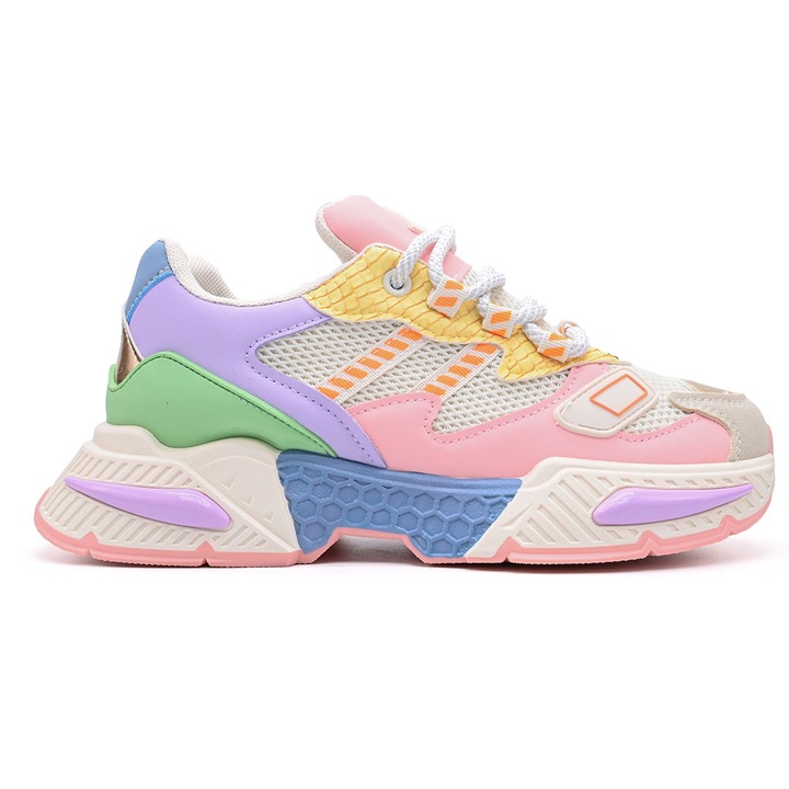 Pantofi Sport De Dama, cu insertii de plasa, D1394, Roz