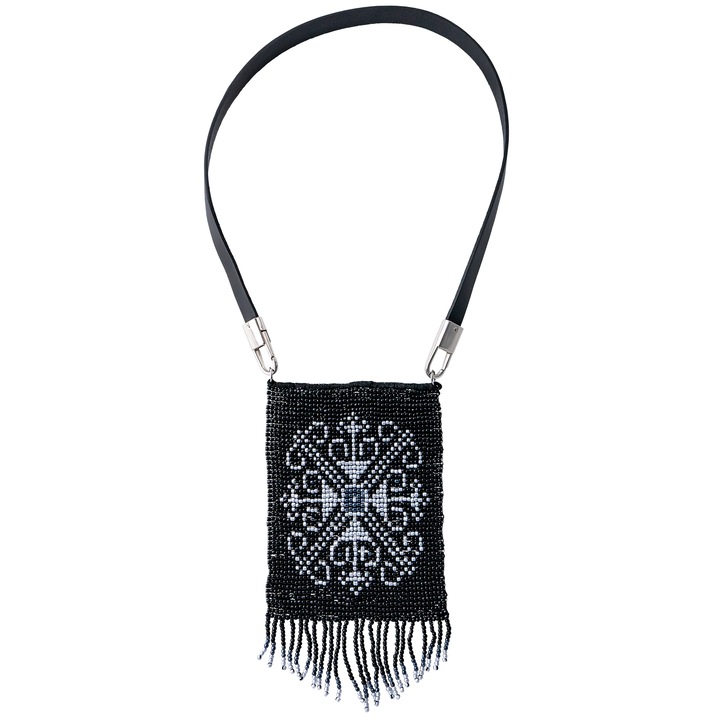 Colier Statement Unicat, Margele de Nisip, Piele Naturala, Handmade