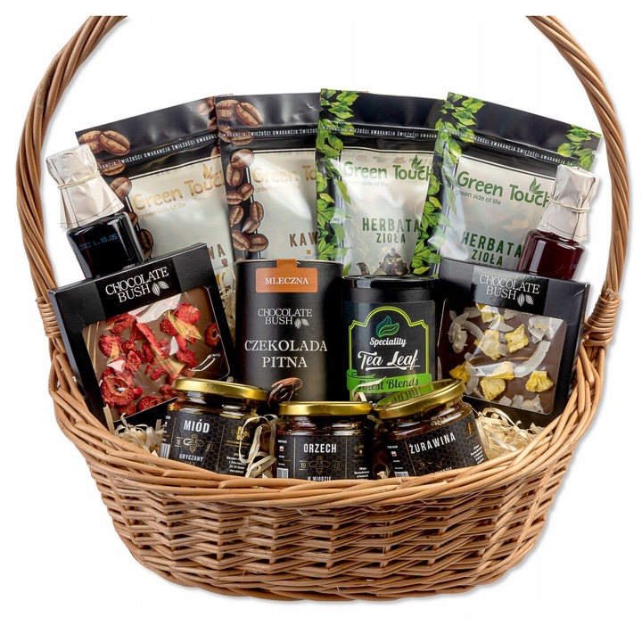 Cos cadou deluxe, set cafea, ceai, ciocolata, multicolor, 45x49cm